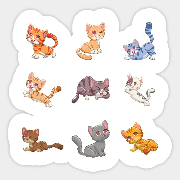 Cute Cats With Red Nose Sticker by Medhidji